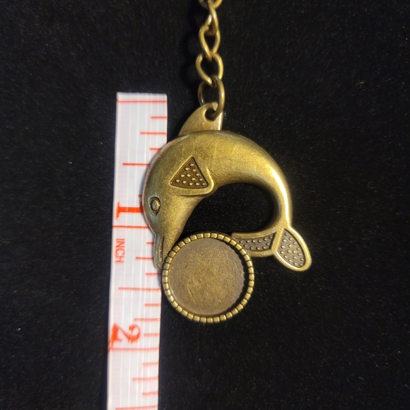 Brass Alloy Dolphin Keychain, 3.75" Long, 1.75 Pendant - Picture 5 of 5